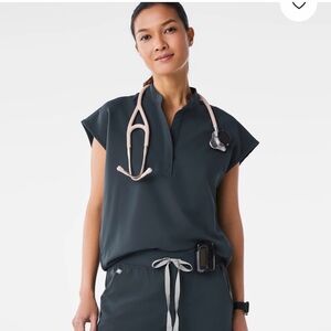 FIGS Rafaela oversized scrub top in dark harbor
